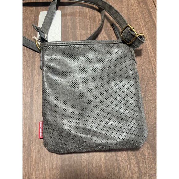 Unionbay Perforated Crossbody Bag Faux Leather Adjustable Strap Gray - Picture 4 of 11